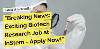 "Breaking News: Exciting Biotech Research Job at inStem - Apply Now!"