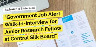 Govt Silk Board JRF Recruitment - Attend Walk-In-Interview