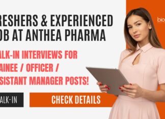 Freshers Job at Anthea Pharma
