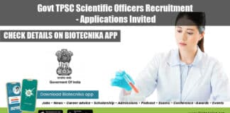 Govt TPSC Scientific Officers Recruitment