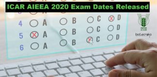 ICAR AIEEA 2020 Exam Dates Released