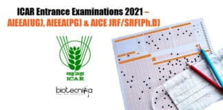ICAR Entrance Examinations 2021