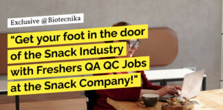 "Get your foot in the door of the Snack Industry with Freshers QA QC Jobs at the Snack Company!"