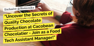 Food Tech Assistant Manager - Quality Assurance at Cacobean Chocolatier