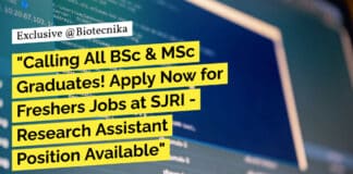 "Calling All BSc & MSc Graduates! Apply Now for Freshers Jobs at SJRI - Research Assistant Position Available"