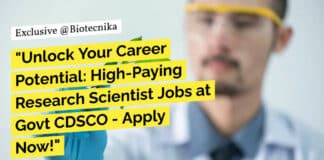 Govt CDSCO Biotechnology Jobs - Apply For Research Scientist Vacancies