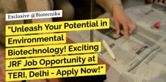 "Unleash Your Potential in Environmental Biotechnology! Exciting JRF Job Opportunity at TERI, Delhi - Apply Now!"