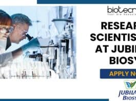 Research Scientist Job Jubilant Biosys - Biophysics, Biochem Apply