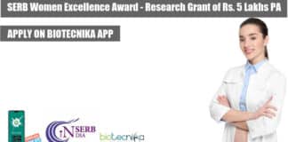 SERB Women Excellence Award