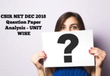 CSIR NET Dec 2018 Question Paper Analysis - Unit Wise Explanation