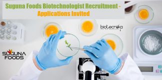Suguna Foods Biotechnologist Recruitment