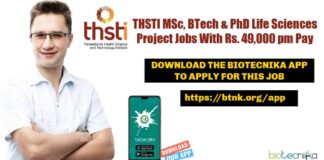 THSTI Project Vacancies for
