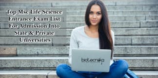 Top Msc Life Science Entrance Exam List For Admission Into State & Private Universities
