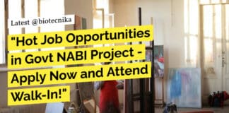 Govt NABI Project Job Openings Recruitment - Attend Walk-In